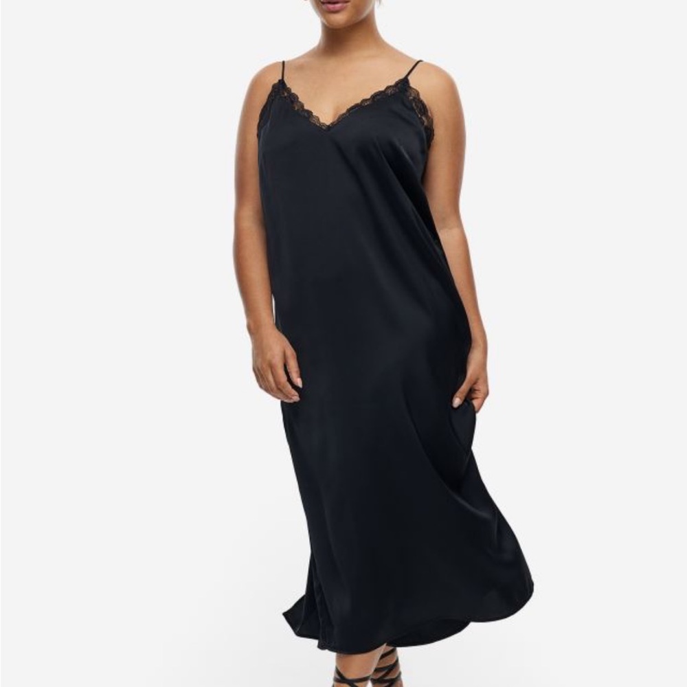 H&M lace slip satin midi dress